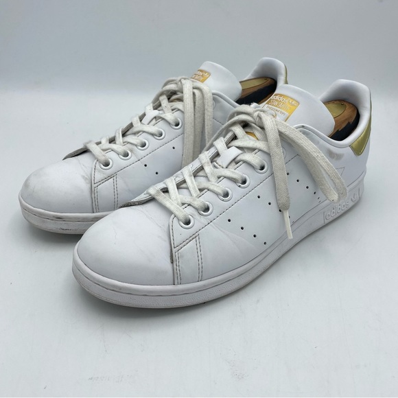 Adidas Stan Smith White/Gold Sneakers Size 8.5 Women’s - Picture 2 of 10